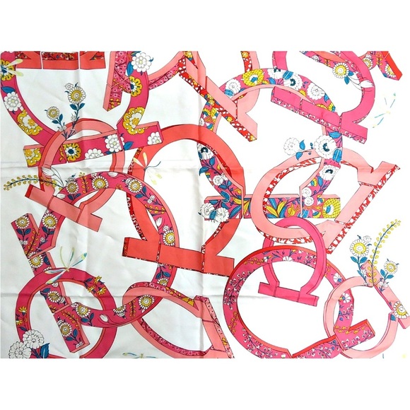 Salvatore Ferragamo Floral Pink and Red Scarf - Picture 2 of 8